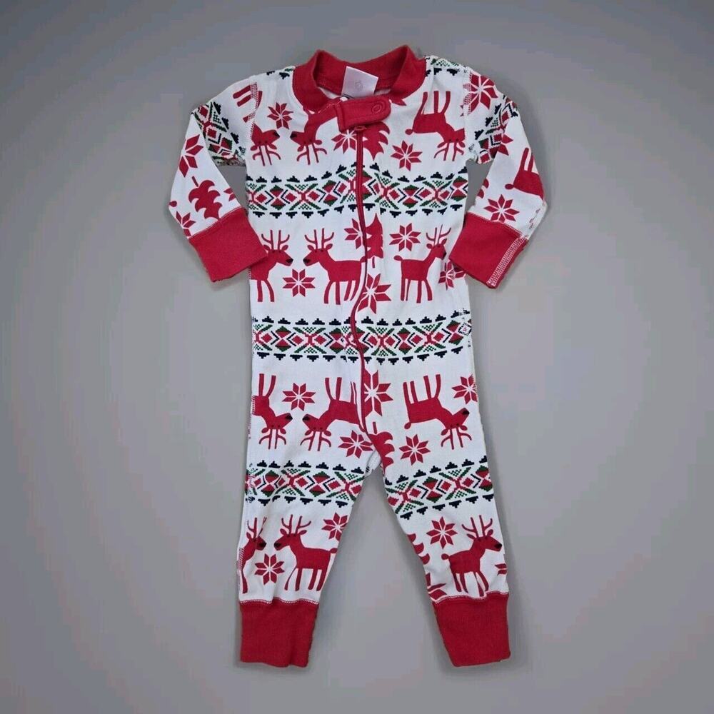 Hanna Andersson Baby Zip Sleeper Pajama 6-9 Christmas Fair Isle Reindeer Holiday